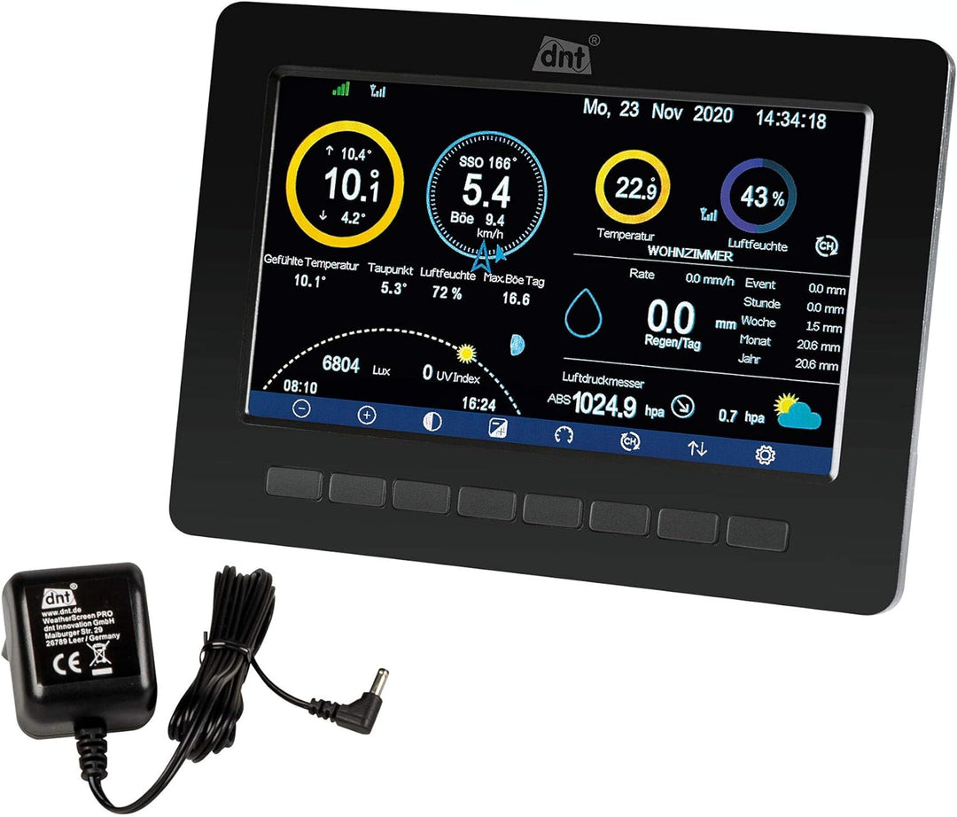 dnt Zusatz-Display für WeatherScreen PRO, DNT000007, inkl. Netzteil, schwarz
