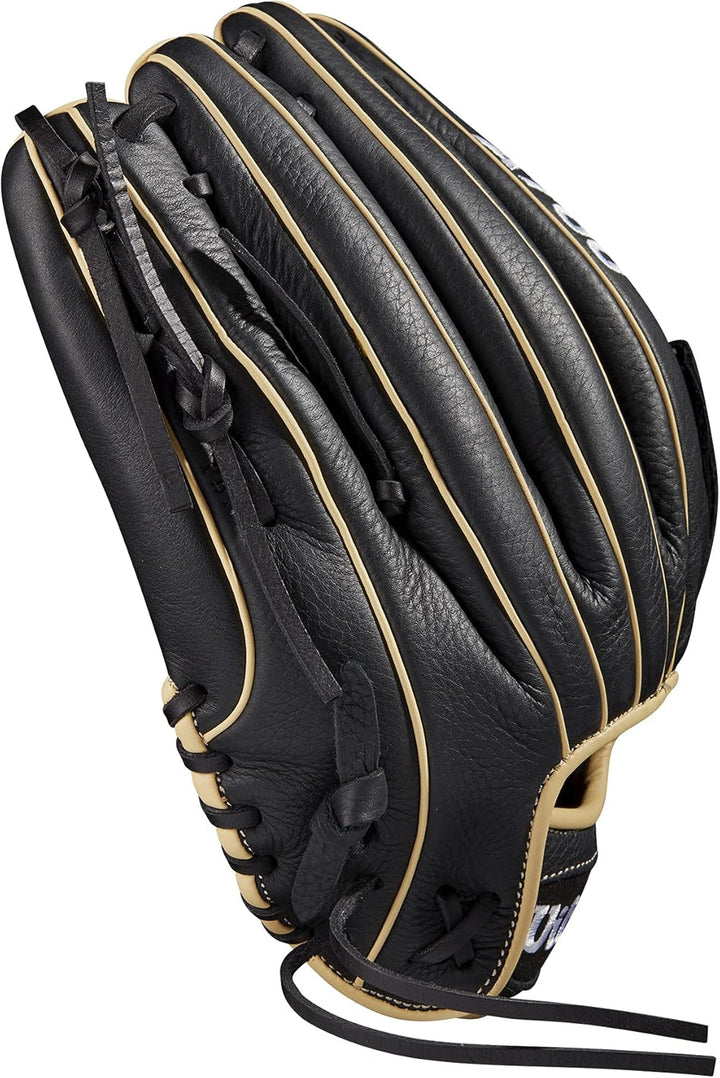 WILSON 2022 A700 Jugend-Baseball-Handschuh Schwarz/Blond 12.5\ Linke Hand Wurf, Schwarz/Blond 12.5\