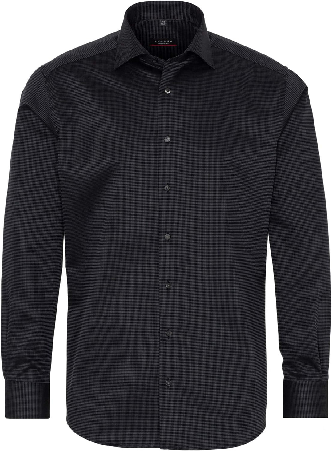 eterna Langarm Hemd Modern Fit Kettlancé strukturiert,W41 Langarm,Schwarz