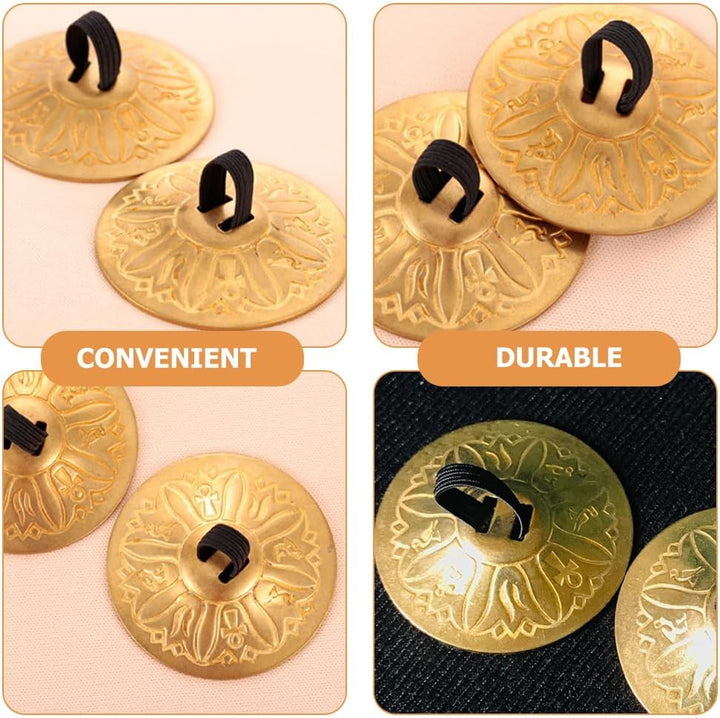 Amosfun 2 Paar Fingerbecken Kupfer Zills FüR Bauchtanz Und Kinderpartys, Goldene Fingerzimbeln Mit G