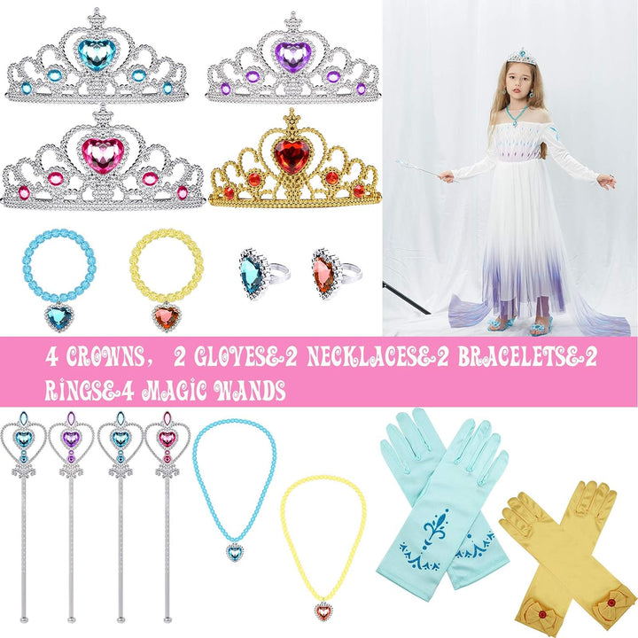 Tacobear Prinzessin Kostüm Zubehör Prinzessin Schuhe Mädchen mit Krone Zauberstab Halskette Ring Arm