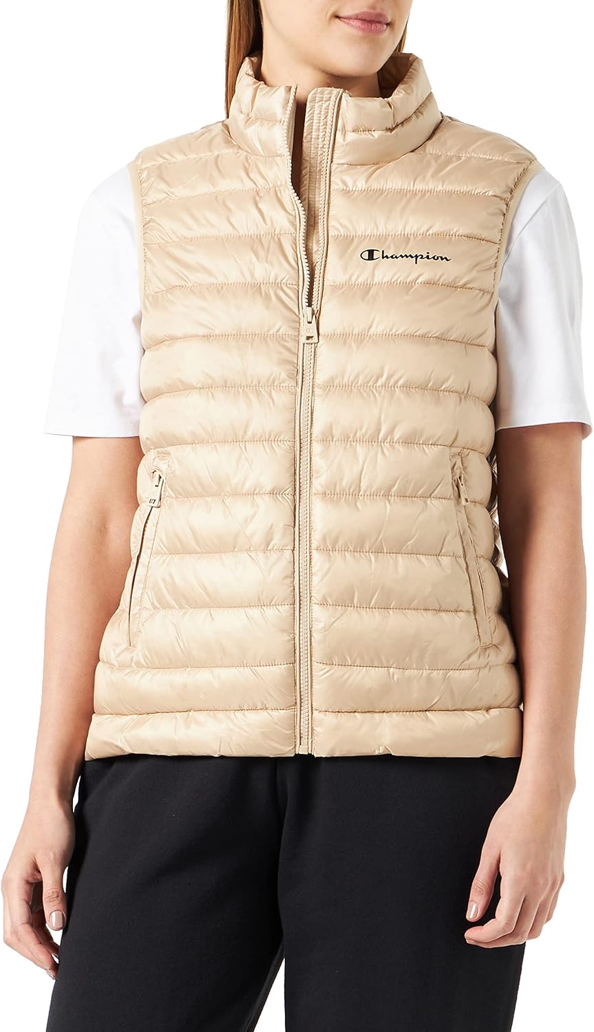 Champion Damen Legacy Outdoor-Small Logo Light Wattierte Weste M Braun Taupe, M Braun Taupe