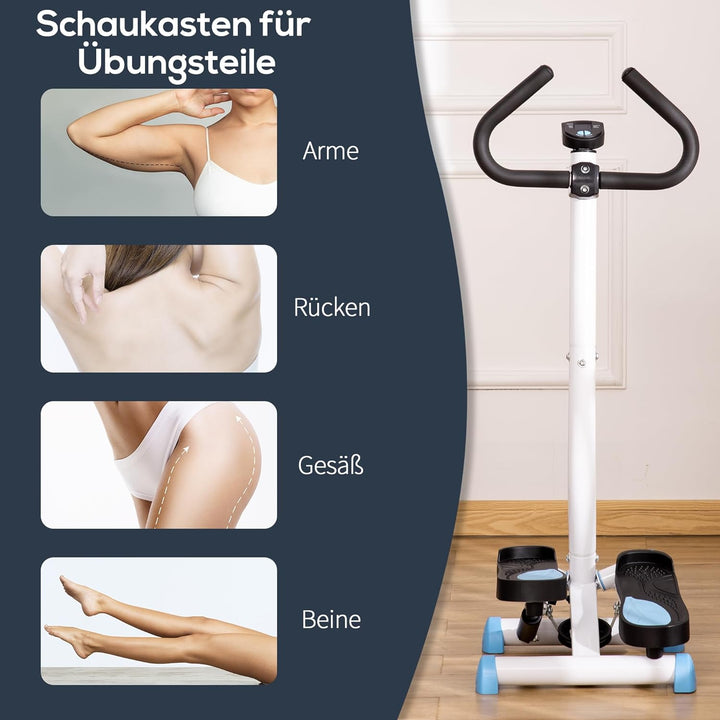 HOMCOM Stepper Fitness Swing Stepper mit LCD-Schirm und Handgriff Hometrainer für Zuhause bis 100 kg