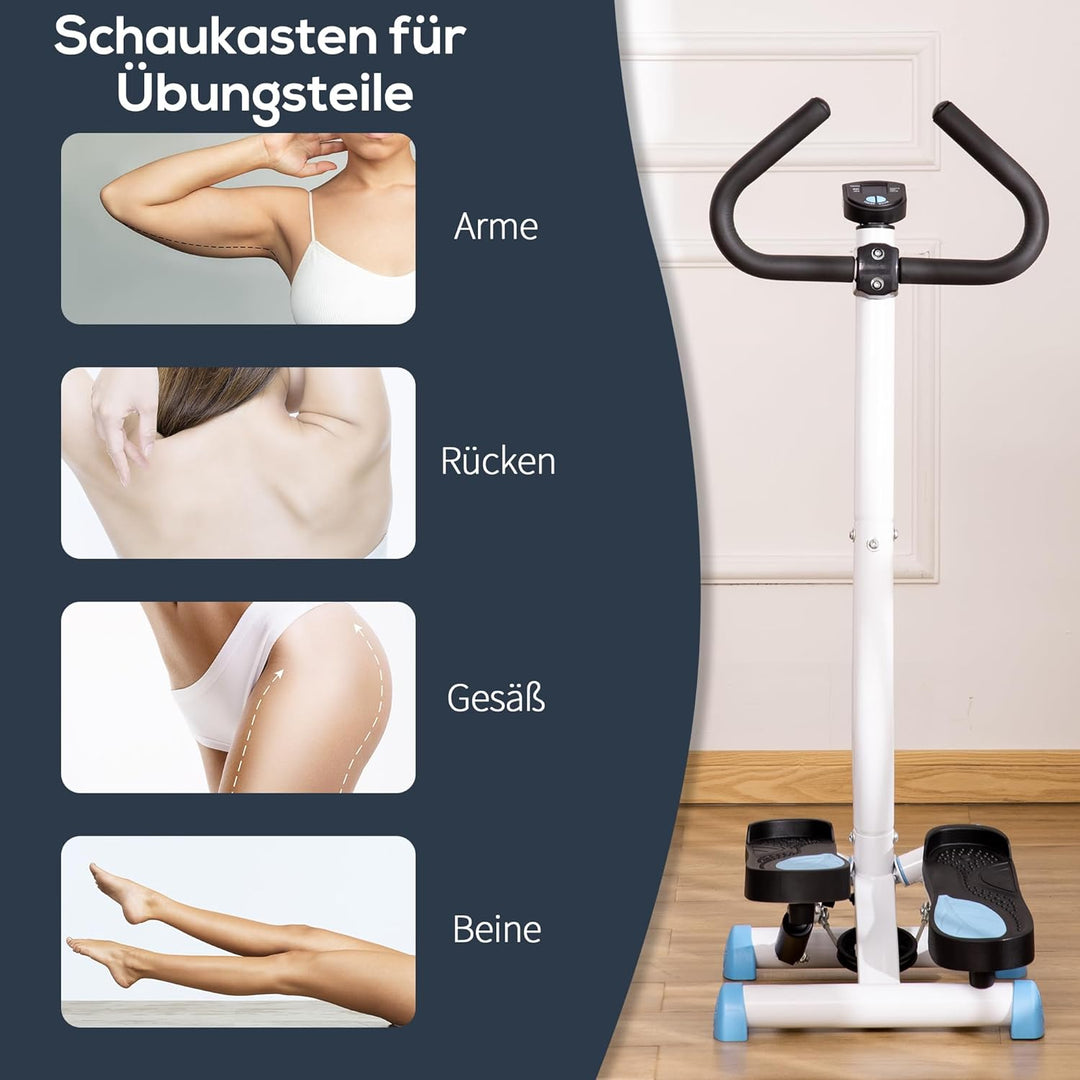 HOMCOM Stepper Fitness Swing Stepper mit LCD-Schirm und Handgriff Hometrainer für Zuhause bis 100 kg
