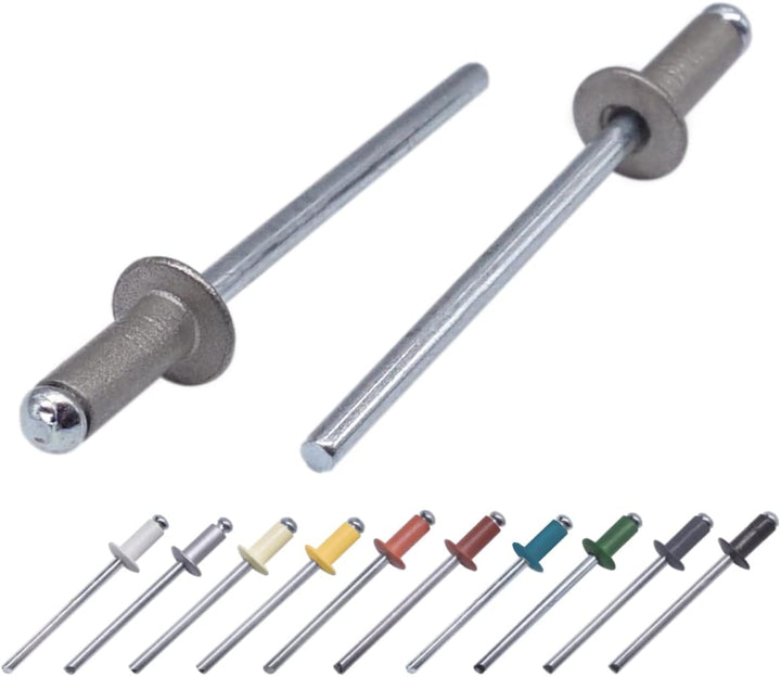 (1000 Stück) Lackierte Blindnieten 4,0 x 8 mm, Kuppelkopf, DIN 7337, Aluminiumniete und Stahldorn, P