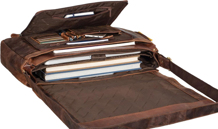 STILORD 'Maximus' XXL Ledertasche riesige Umhängetasche Unitasche 17 18 19 21 Zoll Laptop Aktentasch