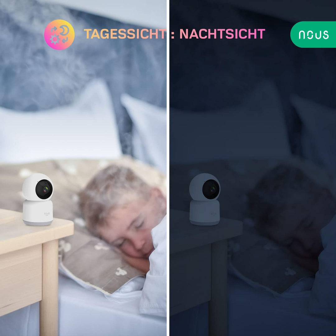 NOUS W2 WiFi Kamera, WLAN Überwachungskamera innen, Hunde Kamera, Baby Kamera, Überwachungskameras,