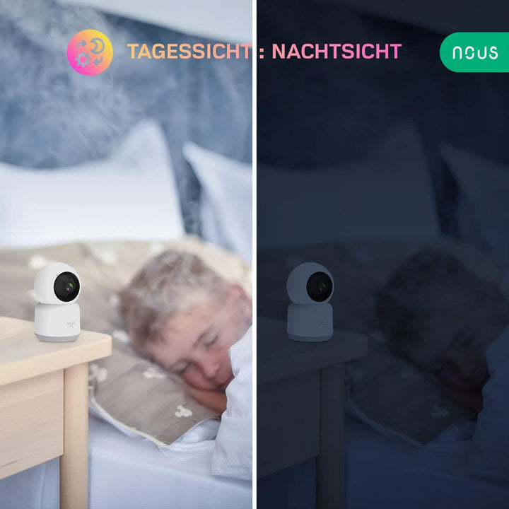 NOUS W2 WiFi Kamera, WLAN Überwachungskamera innen, Hunde Kamera, Baby Kamera, Überwachungskameras,