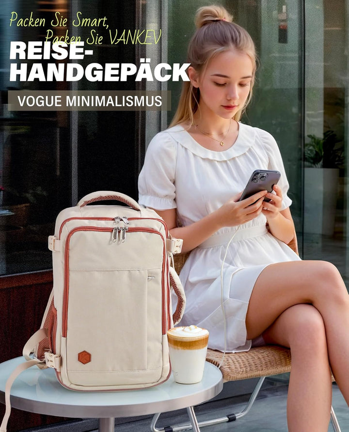 VANKEV für Ryanair Handgepäck 40x20x25 Laptop Rucksack Reiserucksack Klein Handgepäck Tasche Rucksac