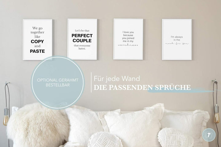 Papierschmiede® Premium Spruchposter Set 4er 50x70 cm (B2), Motiv: Funny Couple, Pärchen Liebe Bezie