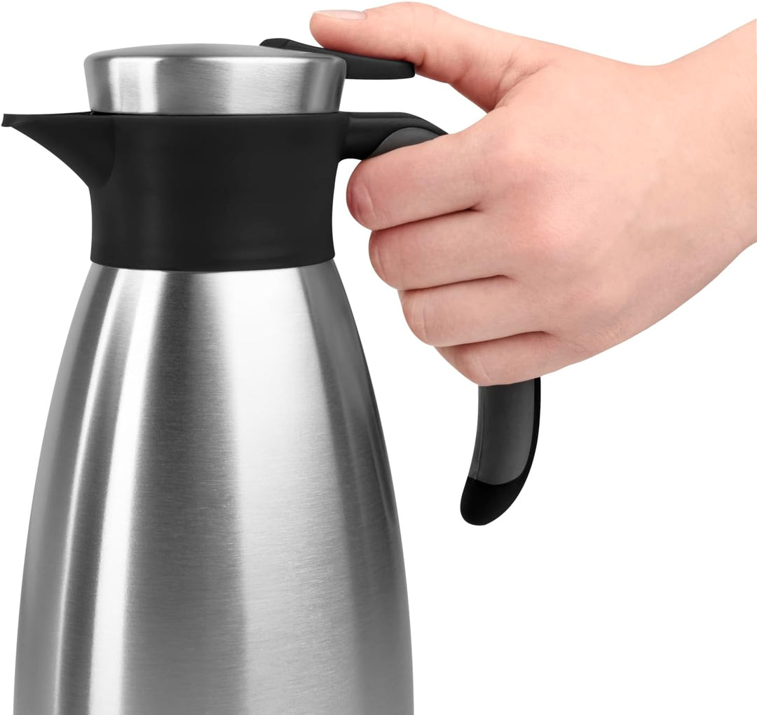 Emsa 514499 Isolierkanne |1,5 Liter | Quick Tip Verschluss, Soft Grip | Edelstahl | schwarz 1.5 L Sc