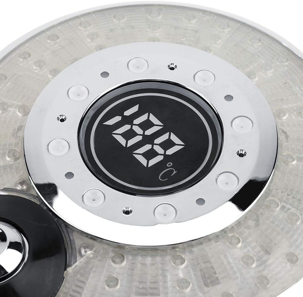 LED Duschkopf Bad Hand 3 Farben Temperaturkontrolle Farbwechsel Handbrause mit Digital Temperaturanz