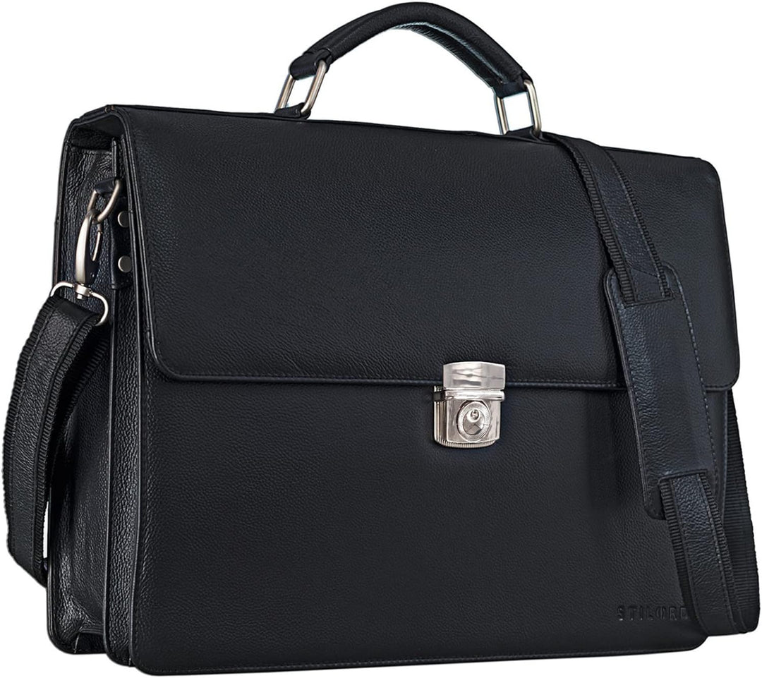 STILORD 'Robert' Aktentasche Businesstasche 15,6 Zoll Laptopfach passend für grosse DIN A4 Ordner mi