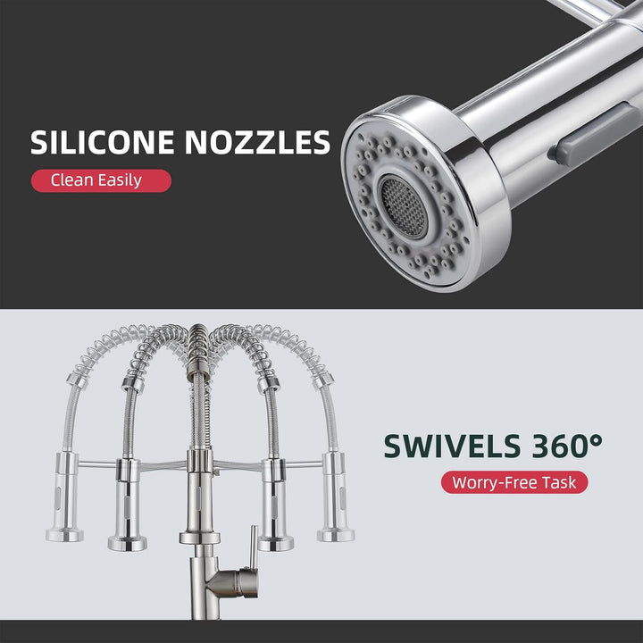 Cobbe Wasserhahn Küche, Spring Küchenarmatur mit Pull Down Sprüher Brause, 2 Sprühfunktionen, 360° D