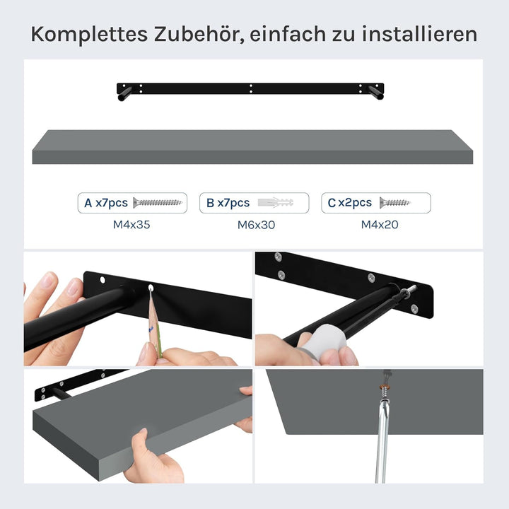 WOLTU Wandregal Regal Wand Schweberegal Regalbrett Wandboard mit Metallhalterung, unsichtbare Montag