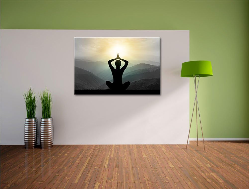 Pixxprint Yoga und Meditation als Leinwandbild/Grösse: 100x70 cm/Wandbild/Kunstdruck/fertig bespannt