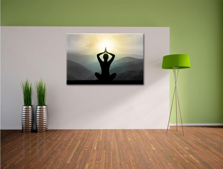 Pixxprint Yoga und Meditation als Leinwandbild/Grösse: 100x70 cm/Wandbild/Kunstdruck/fertig bespannt