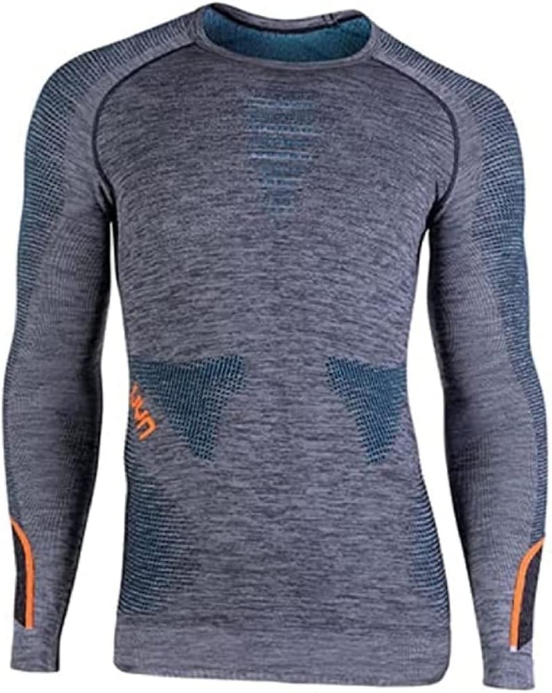 UYN Herren Ambityon Uw Unterhemd Herren Unterhemd, Black Melange/Atlantic/Orange Shiny