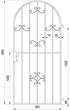 Gartentor Saturn Rundbogen Metalltor Gartenpforte Gartentür verzinkt 1990x960 mm
