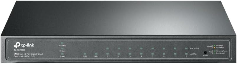 TP-Link TL-SG2210P 10-Port Smart Switch mit 8 PoE+ Ports (61 Watt, Zentrales Cloud-Management, In Om