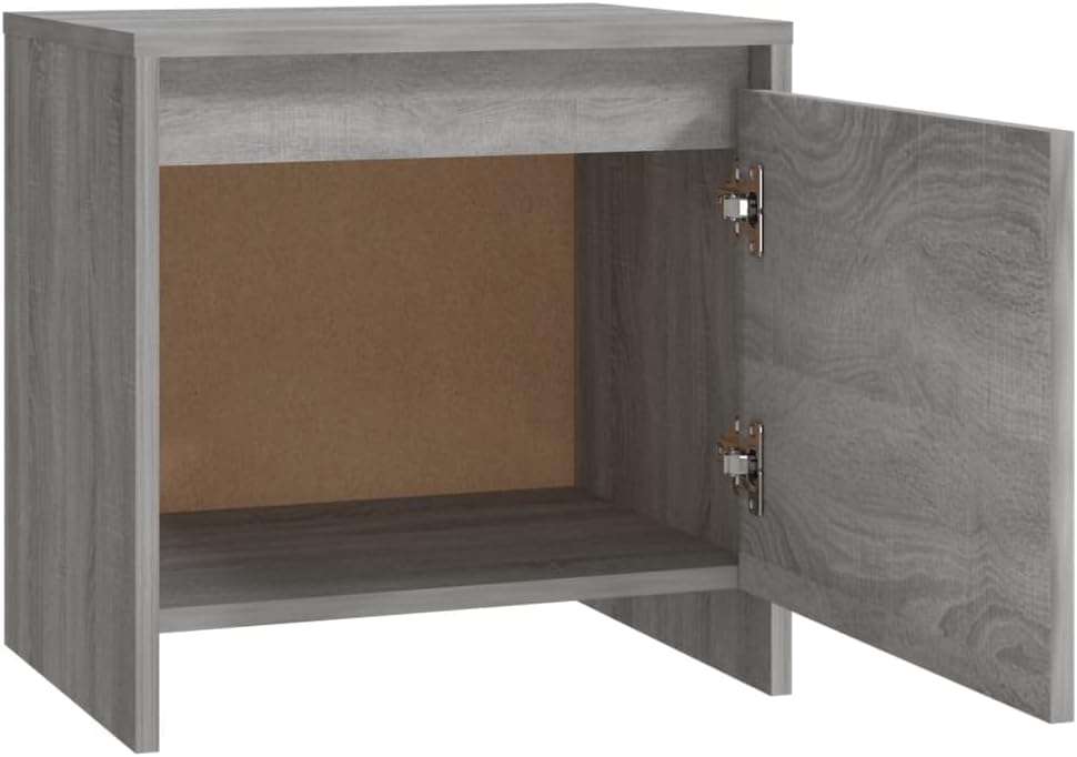 FIRBNUS Bedside Table Nachtkonsole Beistelltisch mit Stauraum Night Stand Nachttisch Grau Sonoma 45x