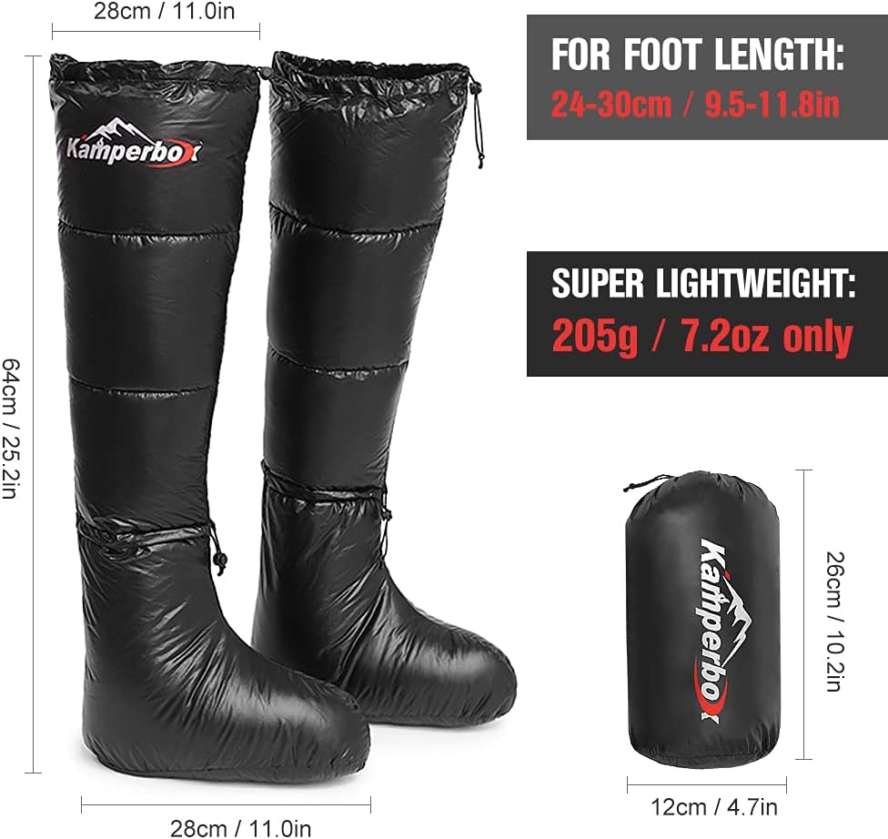 Lixada Winter Camping Daunensocken Warme Weiche Winddichte Lange Schlafschuhe mit verstellbarem Kord