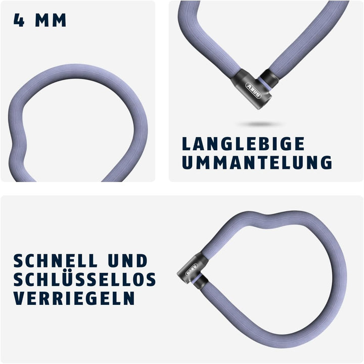 ABUS Kettenschloss Goose Lock 4204K - biegsames, klapperfreies Fahrradschloss aus gehärtetem Stahl -