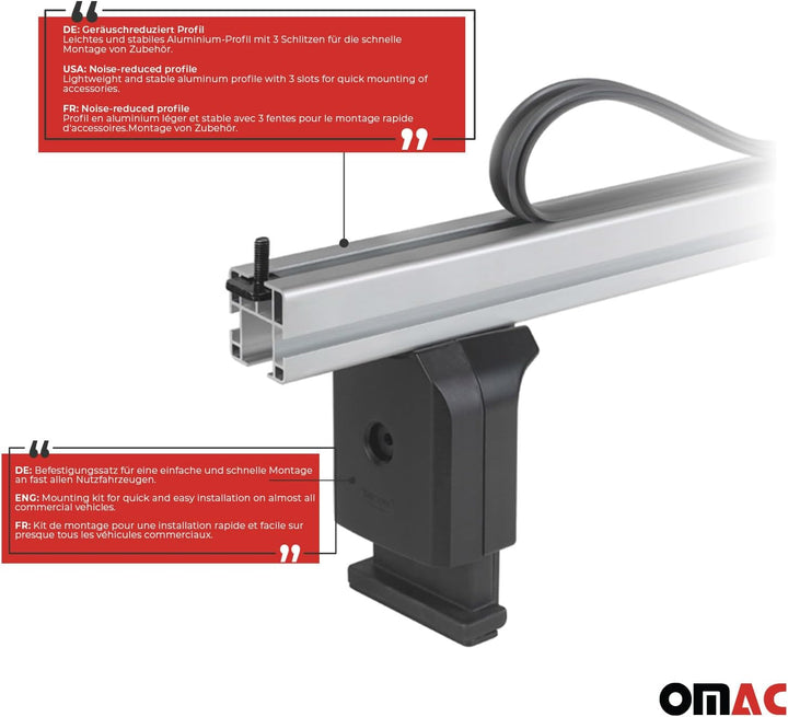 Menabo Dachträger Querträger kompatibel mit Ford Transit Connect 2013-2024 L1 Alu Grau 3X Profession