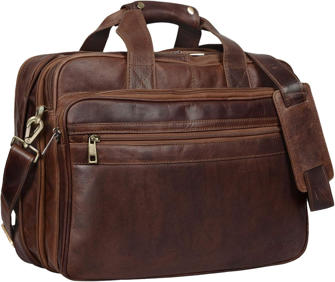 STILORD 'Leopold' XL Echtleder Aktentasche - der verbesserte Geheimtipp für Lehrerzimmer & Büro - Bu