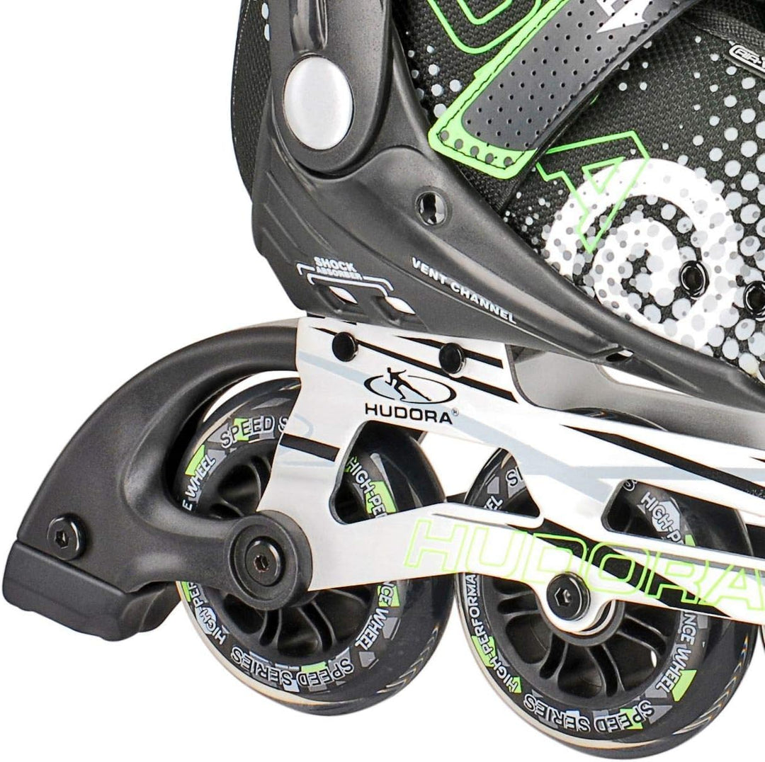 HUDORA Inliner Inline-Skates RX-90, Gr. 36-46 für Jugendliche und Erwachsene, schwarz/grün 36 Schwar