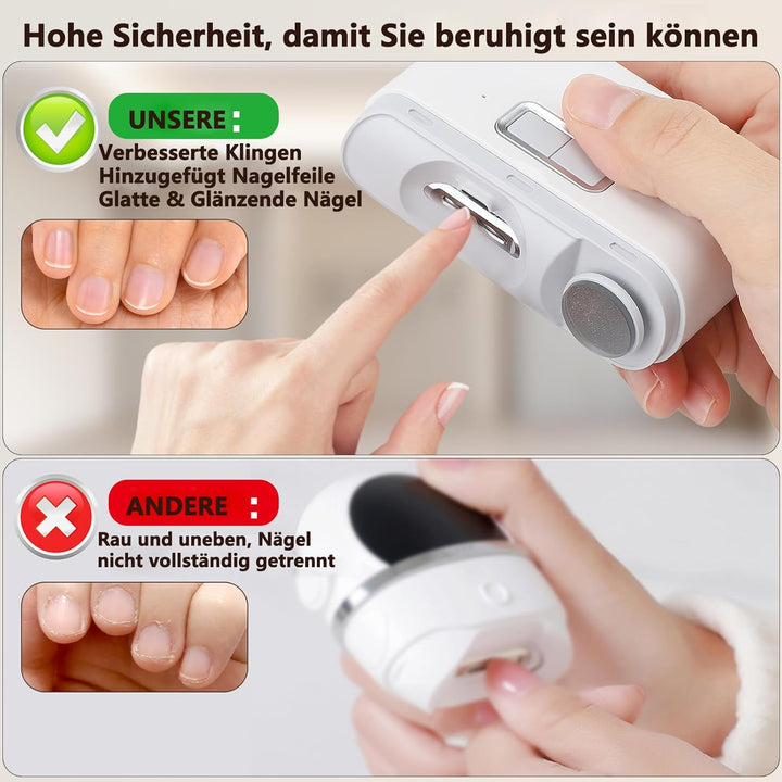 Automatischer Nagelknipser mit Nagelfeile, Elektrischer Baby-Nagelknipser mit Licht, Wiederaufladbar