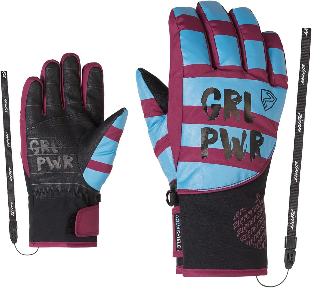 Ziener Mädchen Liwa Ski-Handschuhe/Wintersport | wasserdicht, Primaloft, modisch 6 blue nile.raspber