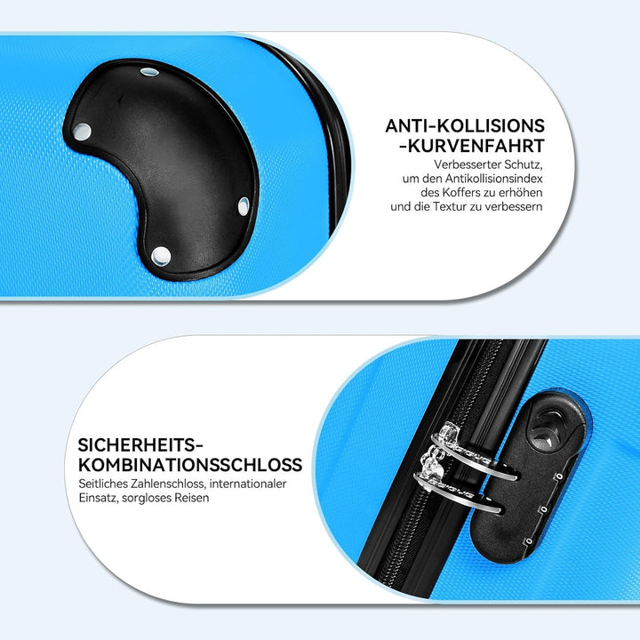 BEIBYE- Hartschalenkoffer Koffer Trolley Rollkoffer Reisekoffer Zahlenschloss 4 Zwilings-Rollen (Cya