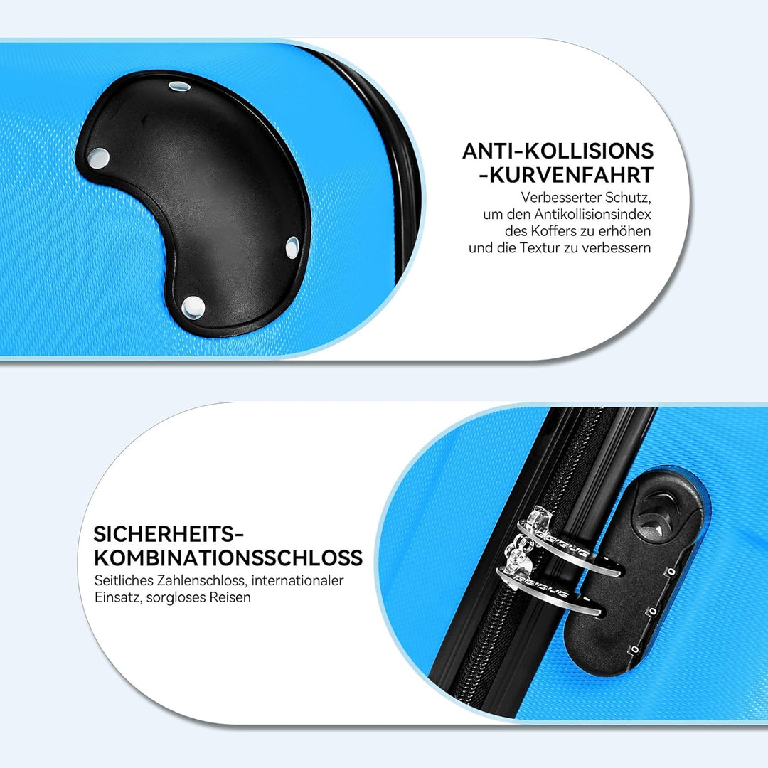 BEIBYE- Hartschalenkoffer Koffer Trolley Rollkoffer Reisekoffer Zahlenschloss 4 Zwilings-Rollen (Cya