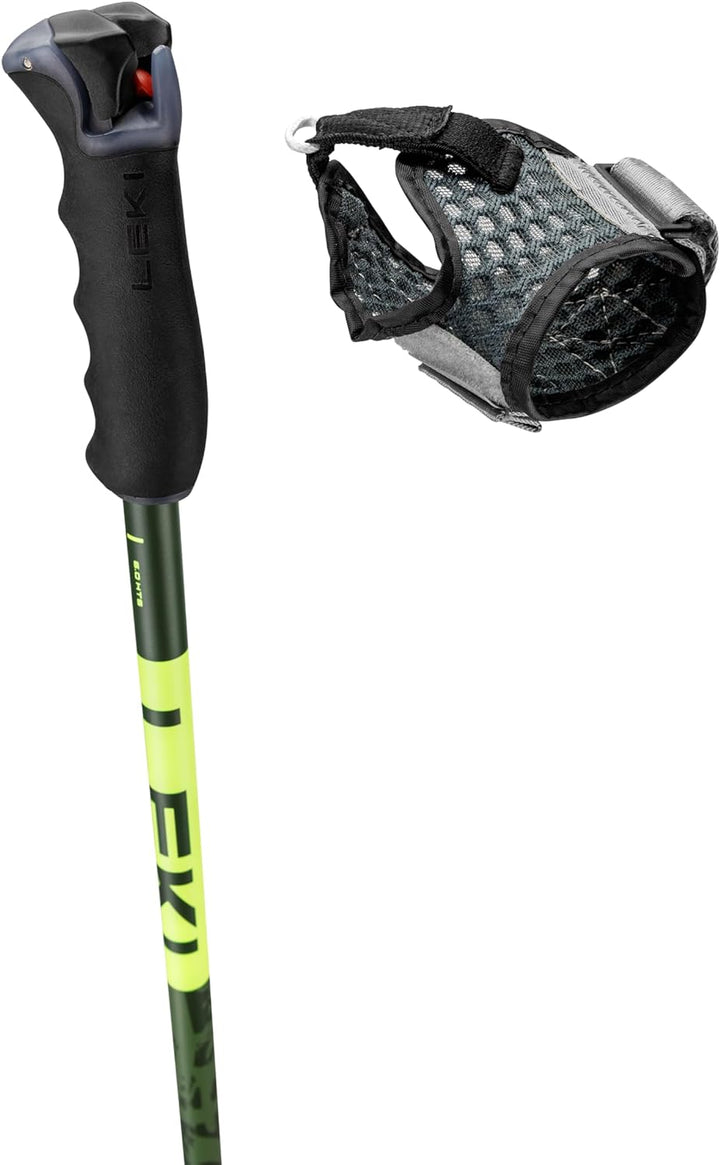LEKI Detect S Skistöcke, 120 cm, Olivgrün/Dunkeloliv/Neongelb, 1 Paar