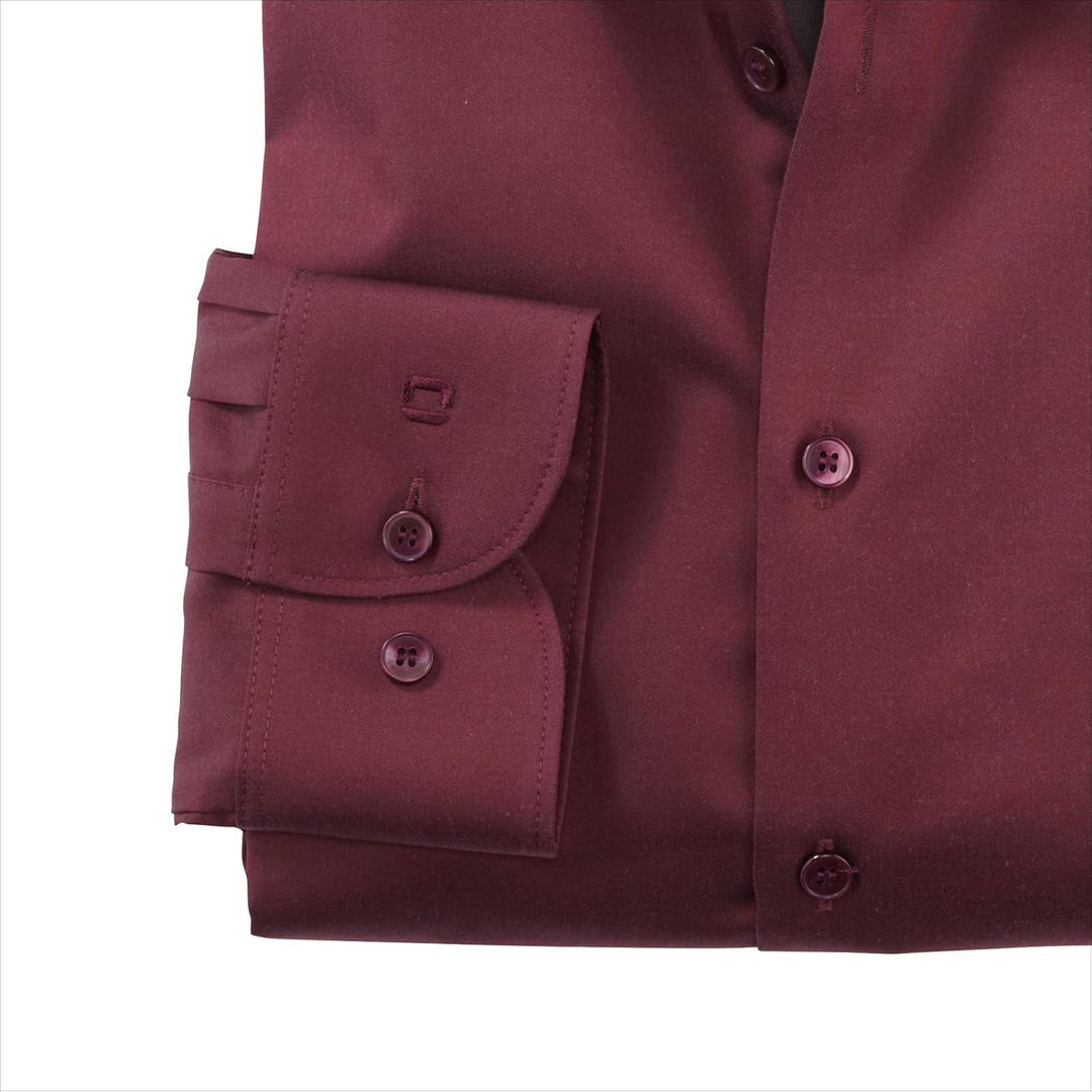 OLYMP Herren Businesshemd Langarm Level Five,Satin,Body fit,Modern Kent 44 Dunkelrot 39, 44 Dunkelro