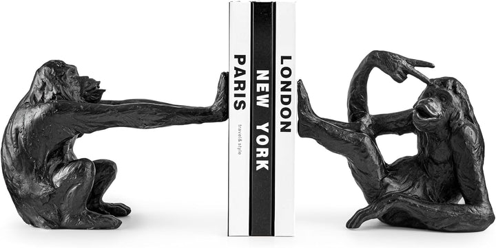 Buchstützen Affen dekorative Affen Buchstütze aus Kunststein (Polyresin) Bookend ist 2,5 KG schwer,