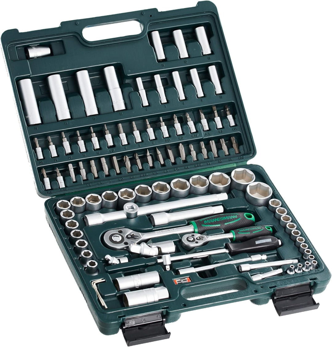 Brüder Mannesmann M98410 Steckschlüsselsatz, 94-tlg & M10997 Zangensatz, 4-tlg Bundle mit Zangensatz