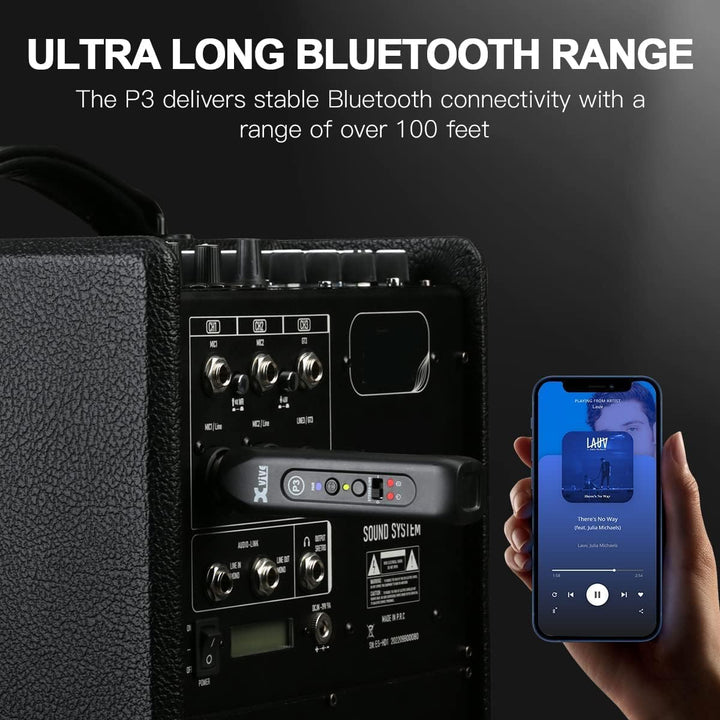 Xvive P3 XLR Bluetooth Audio-Empfänger für Mixer, aktive PA/DJ-Systeme, P3