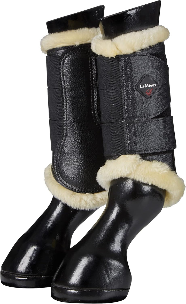 LeMieux 1 Paar Stiefel mit Fleece-Futter Bürsten Large Schwarz Natur, Large Schwarz Natur