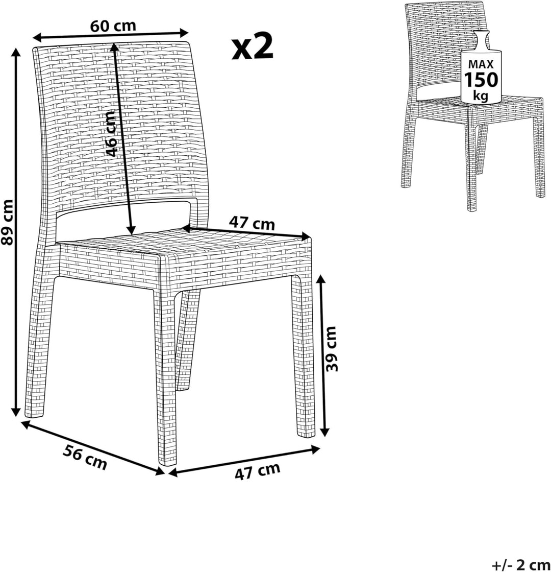 Gartenstühle im 2er Set in Rattanoptik aus Kunststoff weiss Fossano