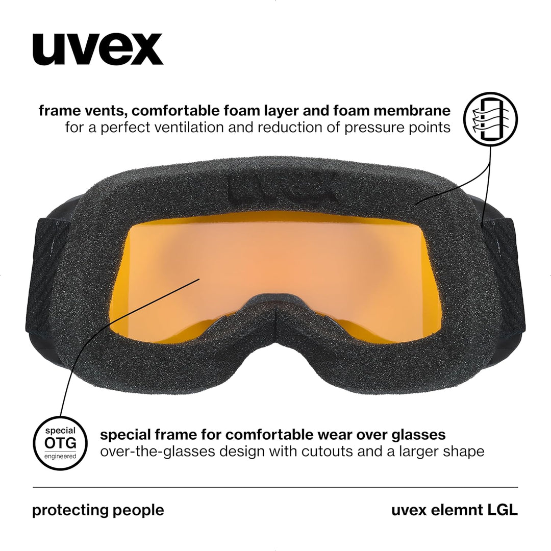 Uvex Unisex Elemnt Lgl Skibrille (1er Pack) Einheitsgrösse black/lasergold lite-clear, Einheitsgröss