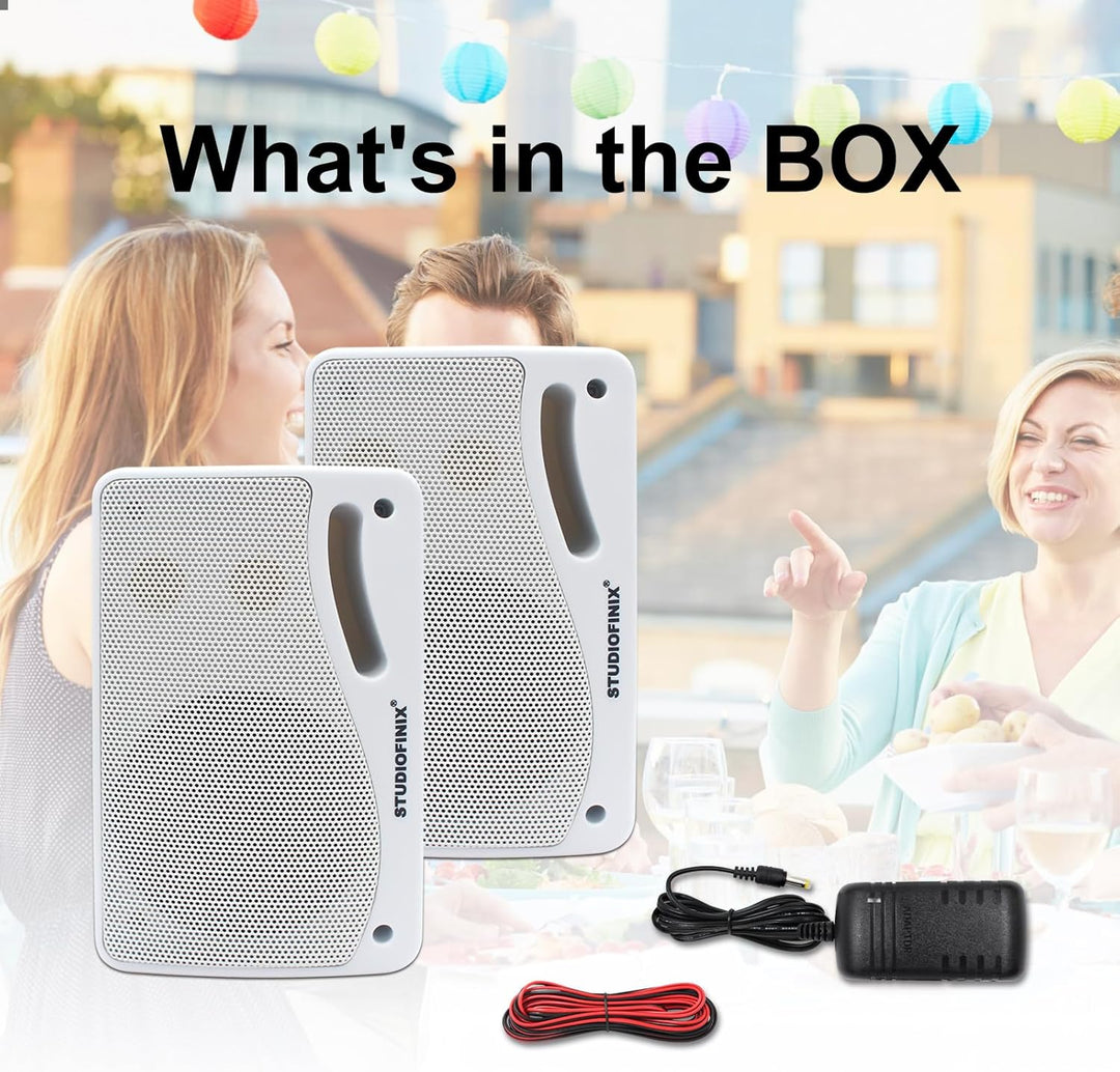STUDIOFINIX Outdoor-Bluetooth-Lautsprecher -3,5 Zoll Paar 3-Wege 200W, Wandhalterung wasserdicht Mar