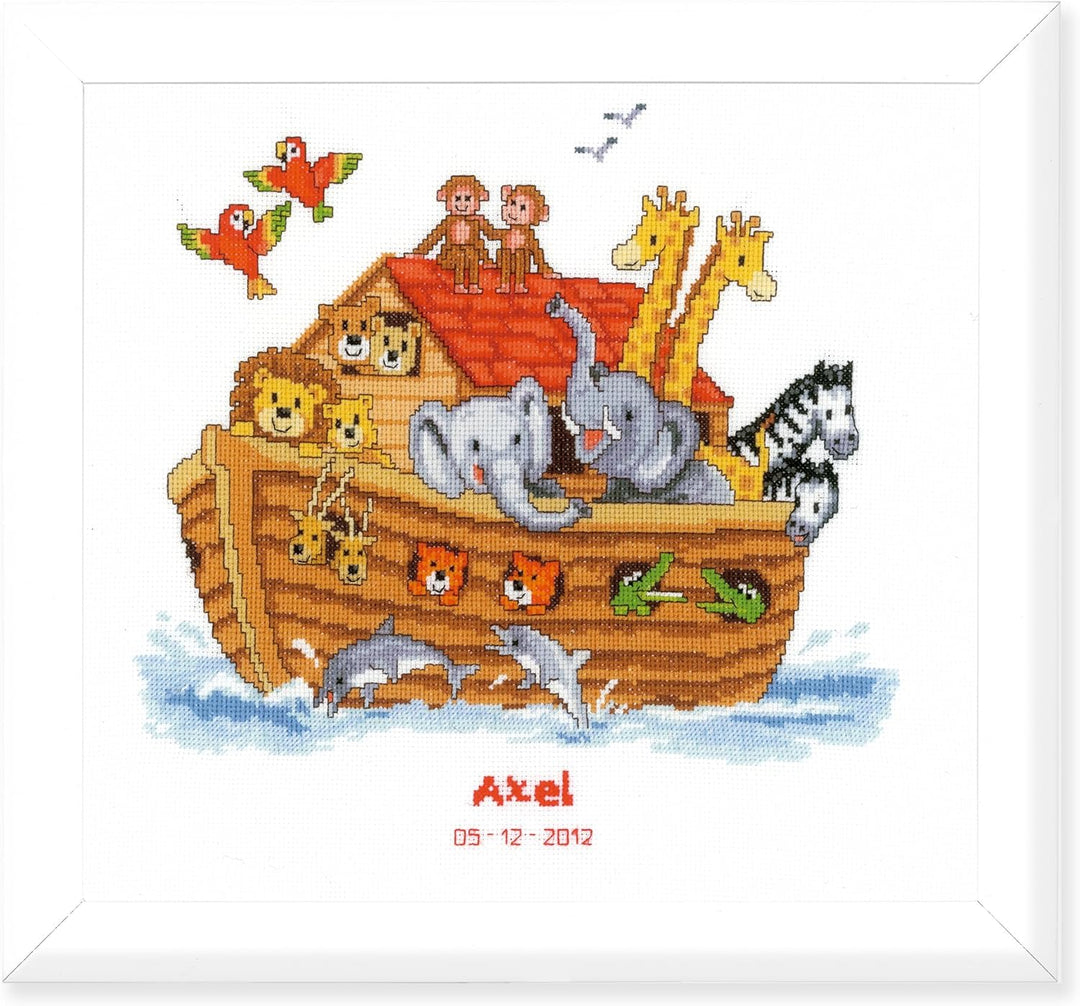 Vervaco Zählmuster Arche Noah Zählmusterpackung-Stickpackung im gezählten Kreuzstich, Baumwolle, Meh
