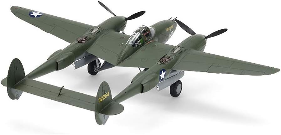 Tamiya 300061120 Fahrzeug 1:48 US P-38 F/G Lightning, originalgetreue Nachbildung, Modellbau, Plasti