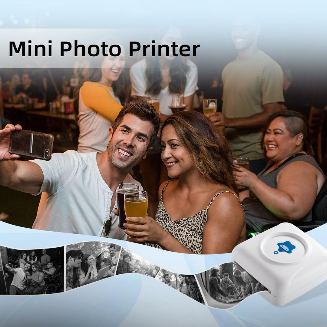 vretti Mini-Drucker TP2-Y Pocket-Drucker, Mini-Thermodrucker kompatibel mit Android & iOS, Sticker-D