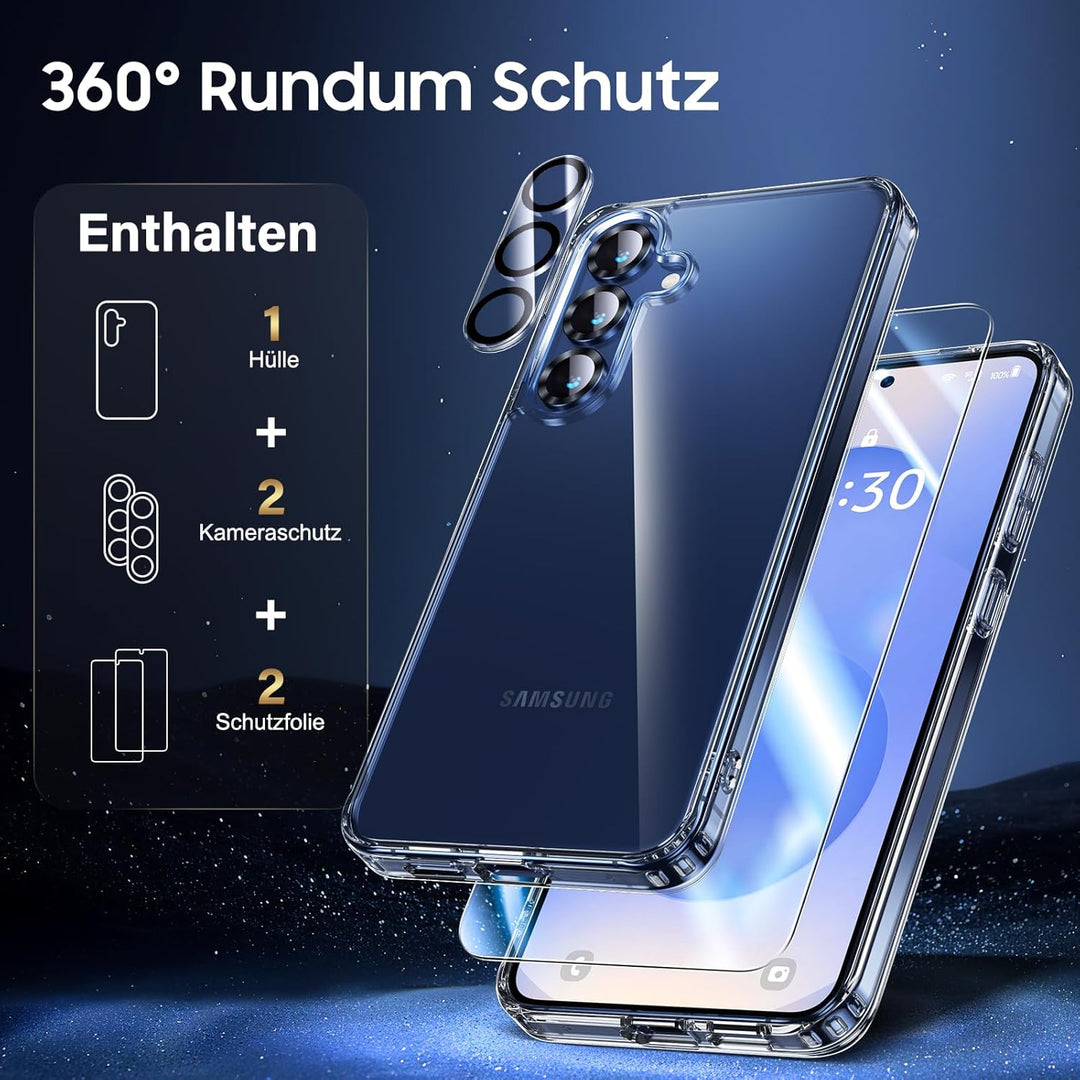 UniqueMe für Samsung Galaxy S25 Hülle - Handyhülle für Samsung S25 Case, 5 in 1 Set Rundumschutz Sch