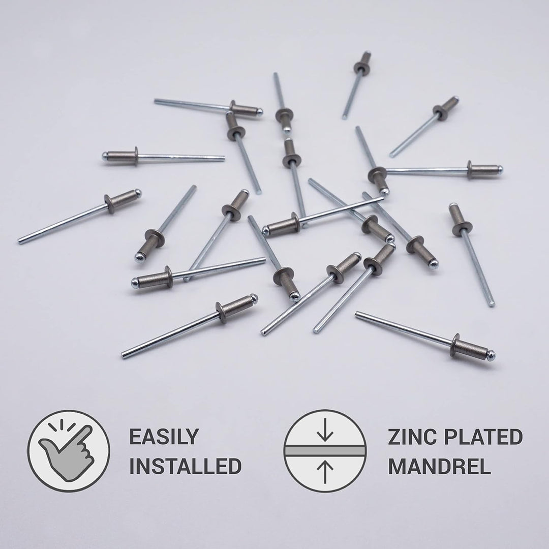 (1000 Stück) Lackierte Blindnieten 4,0 x 8 mm, Kuppelkopf, DIN 7337, Aluminiumniete und Stahldorn, P