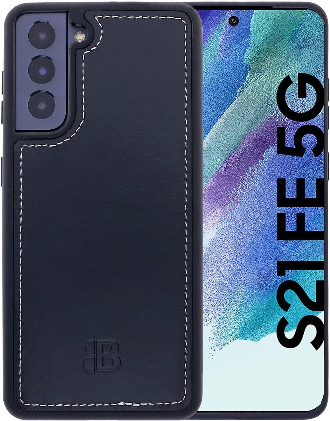 Burkley 2-in-1 Leder Handytasche für Samsung Galaxy S21 FE - Abnehmbares Back Cover, 360° Schutz, RF