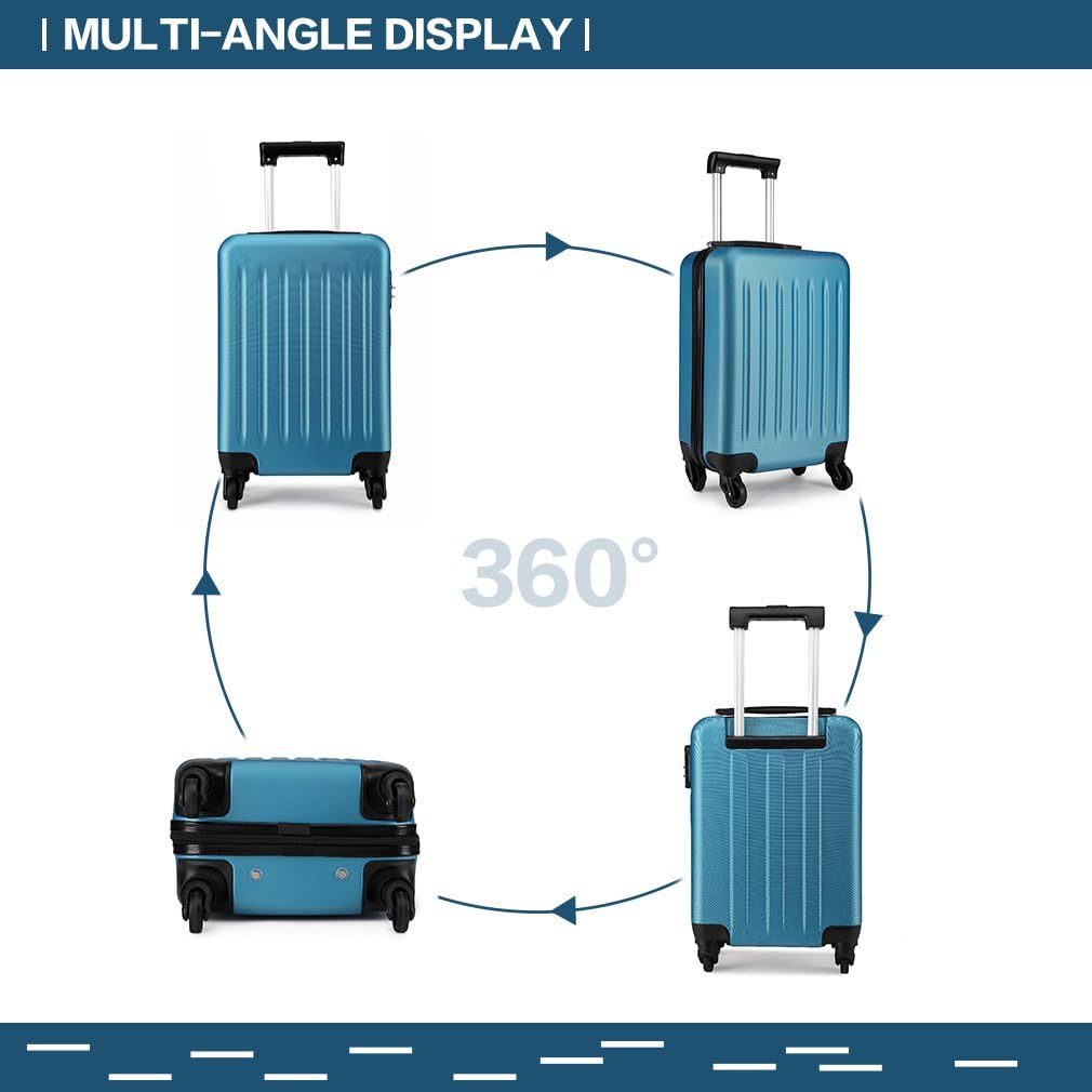 KONO Koffer Reisekoffer Mittelgross Trolley Hartschale ABS Gepäck 4 Rollen Spinner Rollenkoffer (Dun
